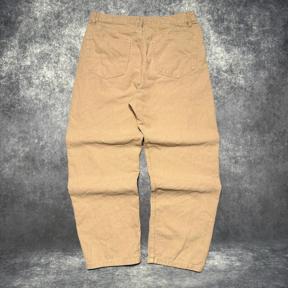 HM Mens Loose‎ Fit Corduroy Pants Beige Tan Size 34 Wide Leg Skate Baggy